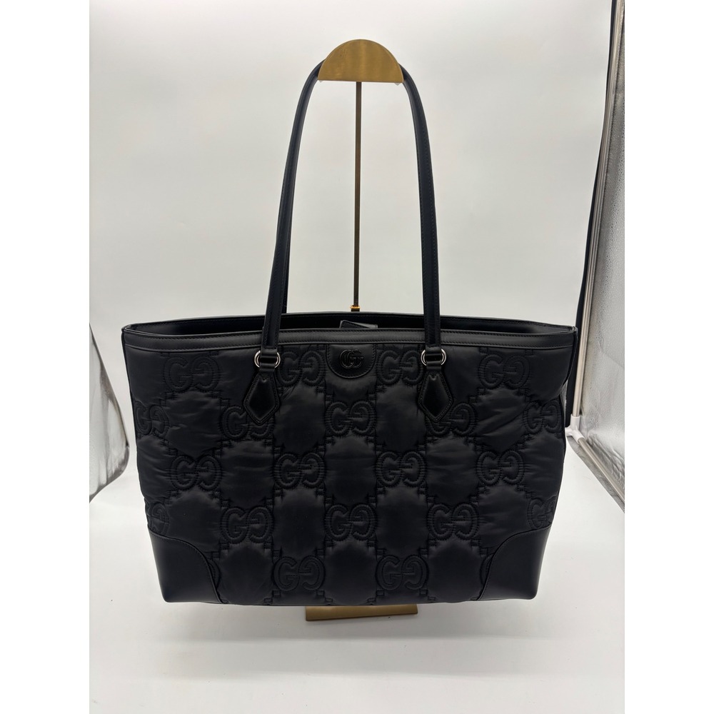 Gucci GG Matelasse Large Tote Bag Women's‎ Black Quilted Leather Nylon 702252
